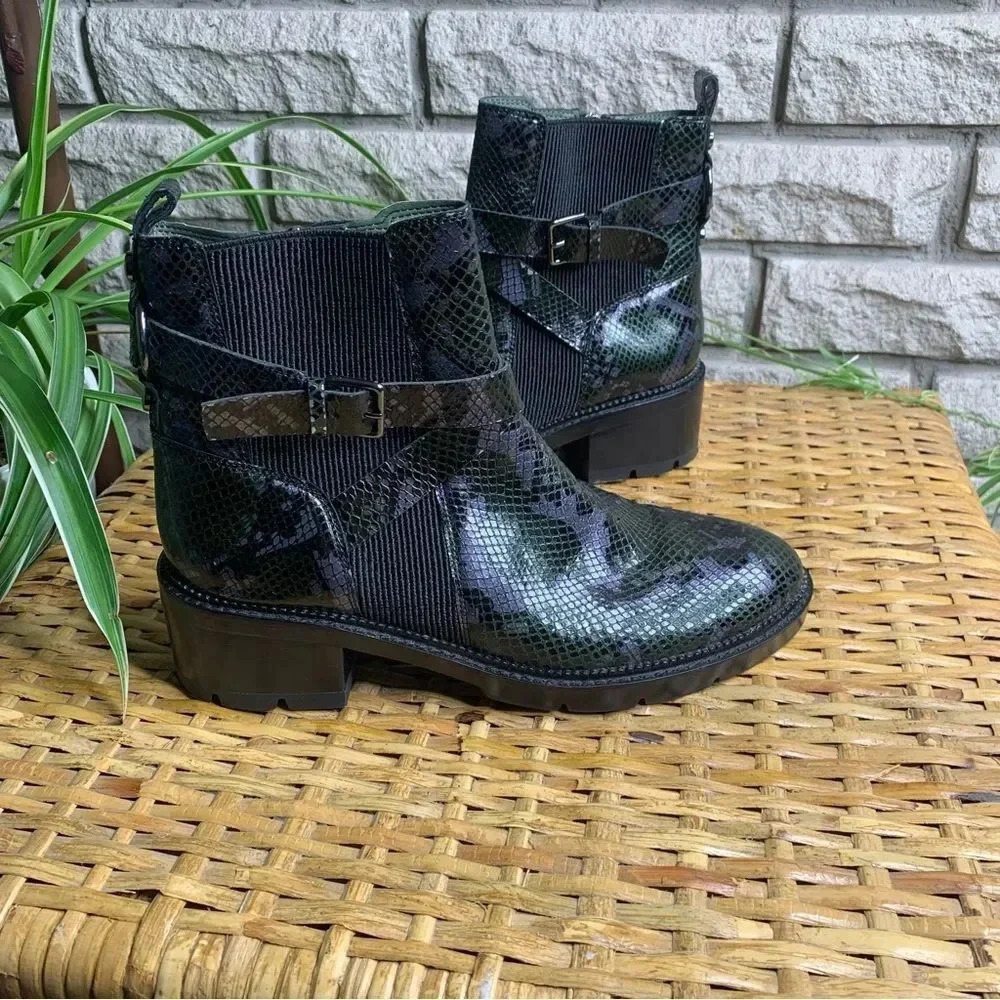Donald Pliner Combat Boot Snake Skin Print
